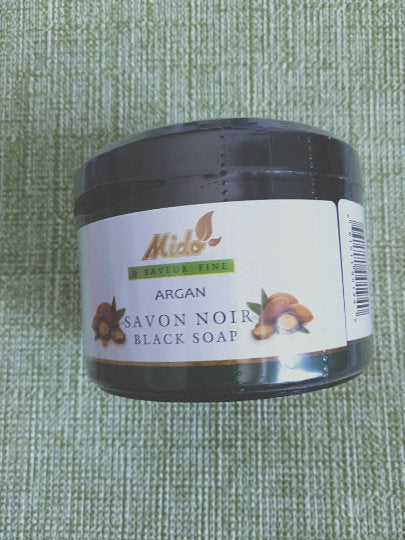 Moroccan black soap with argan oil, Exfoliating Soap for Face and Body , Hammam and Bath Cleanser. Savon Noir Du Maroc 250gm 8.81 Oz