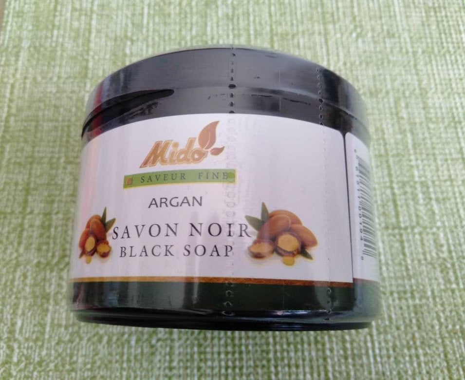 Moroccan black soap with argan oil, Exfoliating Soap for Face and Body , Hammam and Bath Cleanser. Savon Noir Du Maroc 250gm 8.81 Oz
